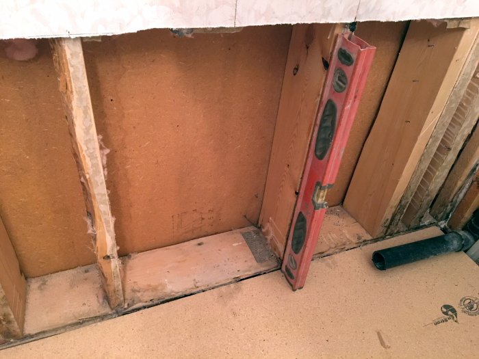Check framing for plumb alcove